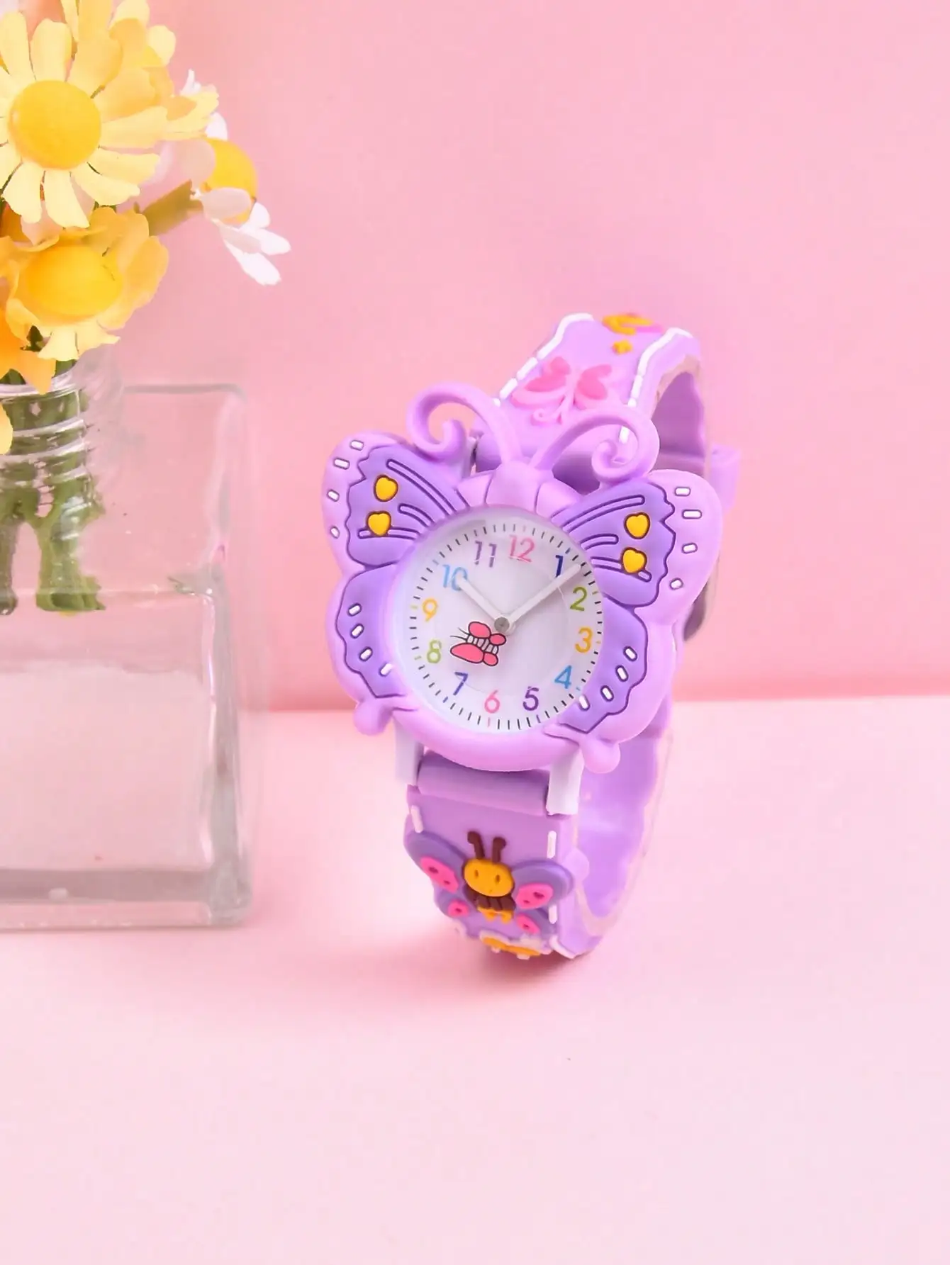

Мягкие силиконовые детские аналоговые часы с 3D-дизайном в виде бабочки и разноцветными цифрами