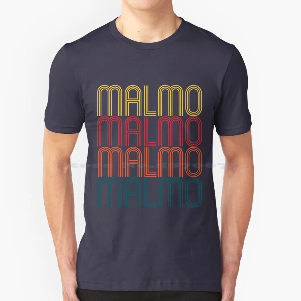 Retro Malmo Design Sweden Gift For Swede Vintage Malmo T Shirt 100% Cotton Tee Malmo Sweden