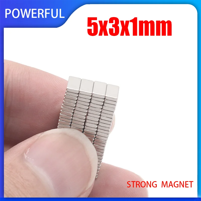 50~1000PCS 5x3x1mm Powerful Magnets N35 Neodymium Magnet Rare Earth Block Magnets 5mm x 3mm x 1mm 5*3*1mm