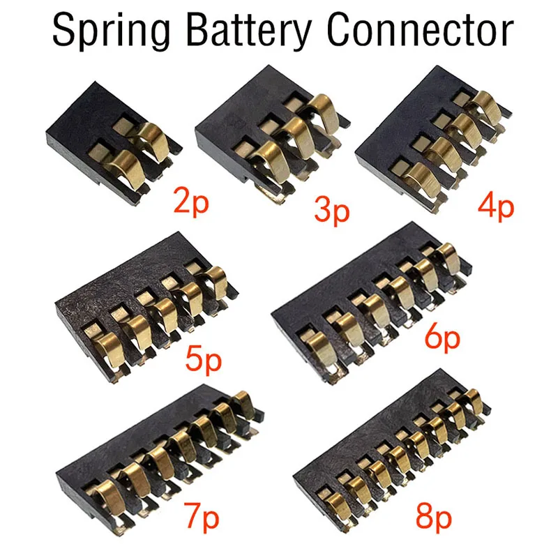 10X 2 3 4 5 6 7 8Pin Shrapnel Type Battery Connector Pitch 2.0MM Male Plug For Mobile Phone Battery Contact