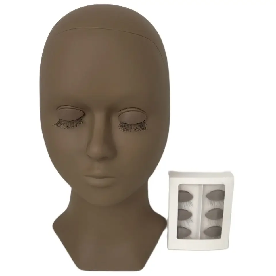 Silicone Mannequin Head Eyelashes Extension Removable Eyes Eyelid Kit Practice Head Model Eyelash Teaching Tool