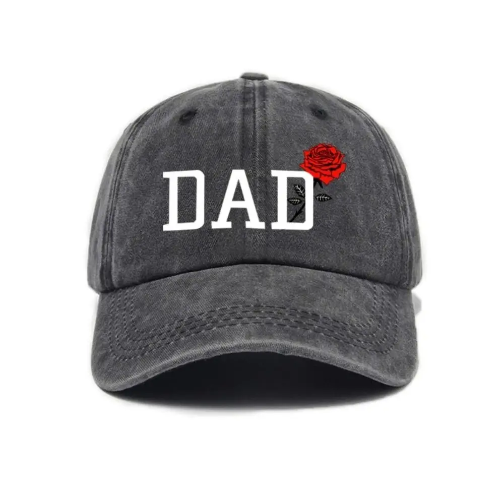 2pcs/set Fashion Washed Cotton Mom Dad Rose Printed Cap Adjustable Classic Parent Matching Baseball Cap Couple Cap For Man Women