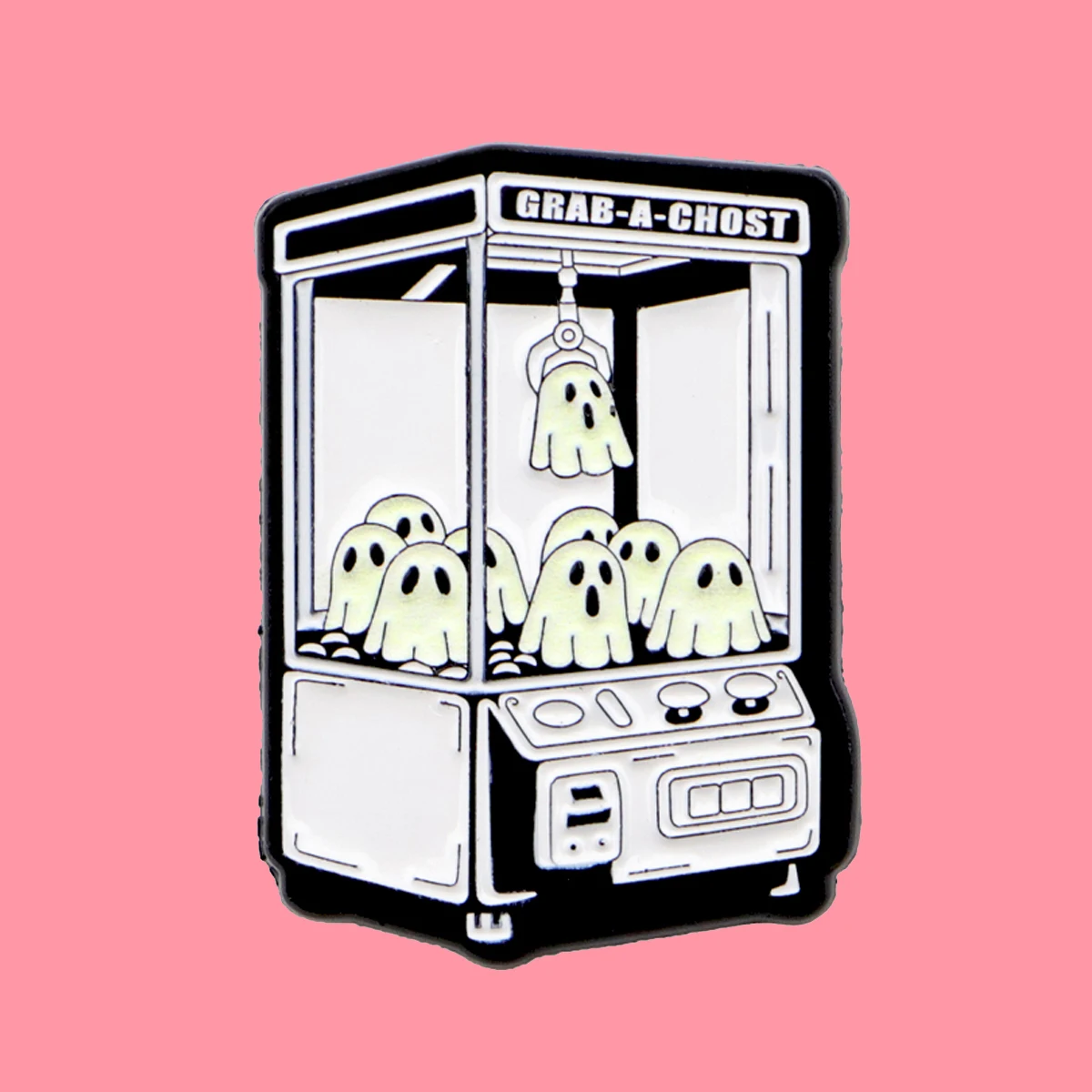 Cute Cartoon Doll Machine Enamel Pin Luminous Ghost Brooch Lapel Pin Badge on Backpack Clothing Accessories Fashion Jewelry Gift