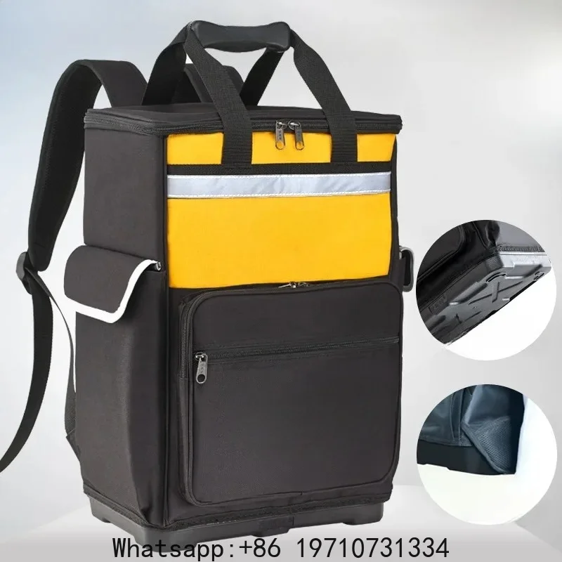 

Oxford Cloth Canvas Shoulder Backpack Waterproof Thickening Wear-resistant Large Multifunctional Tools Packaging Bag Rubber Base