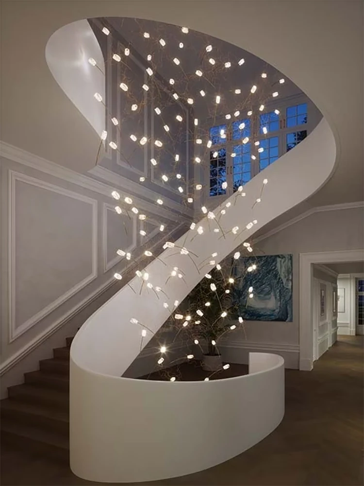 

Modern Tulips Pendant Lights Textured Lustre Flowers Home-applicant Elegant Led Dimmable Lamps Suspension For Villa Hotel Stairs