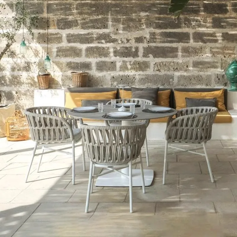 

Outdoor garden table and chair combination outdoor courtyard villa leisure area open-air balcony aluminum alloy rattan