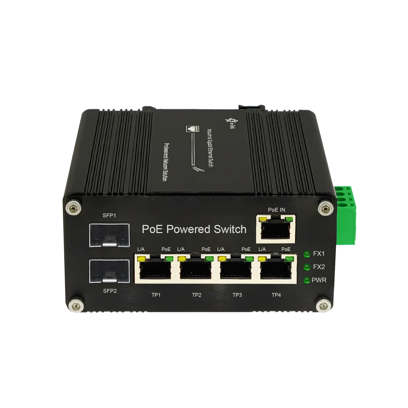 Industrial 5 Ports Gigabit Ethernet Switch with 2-Port 100/1000X SFP 95W PoE Input Powered Switch PoE Fiber Switch