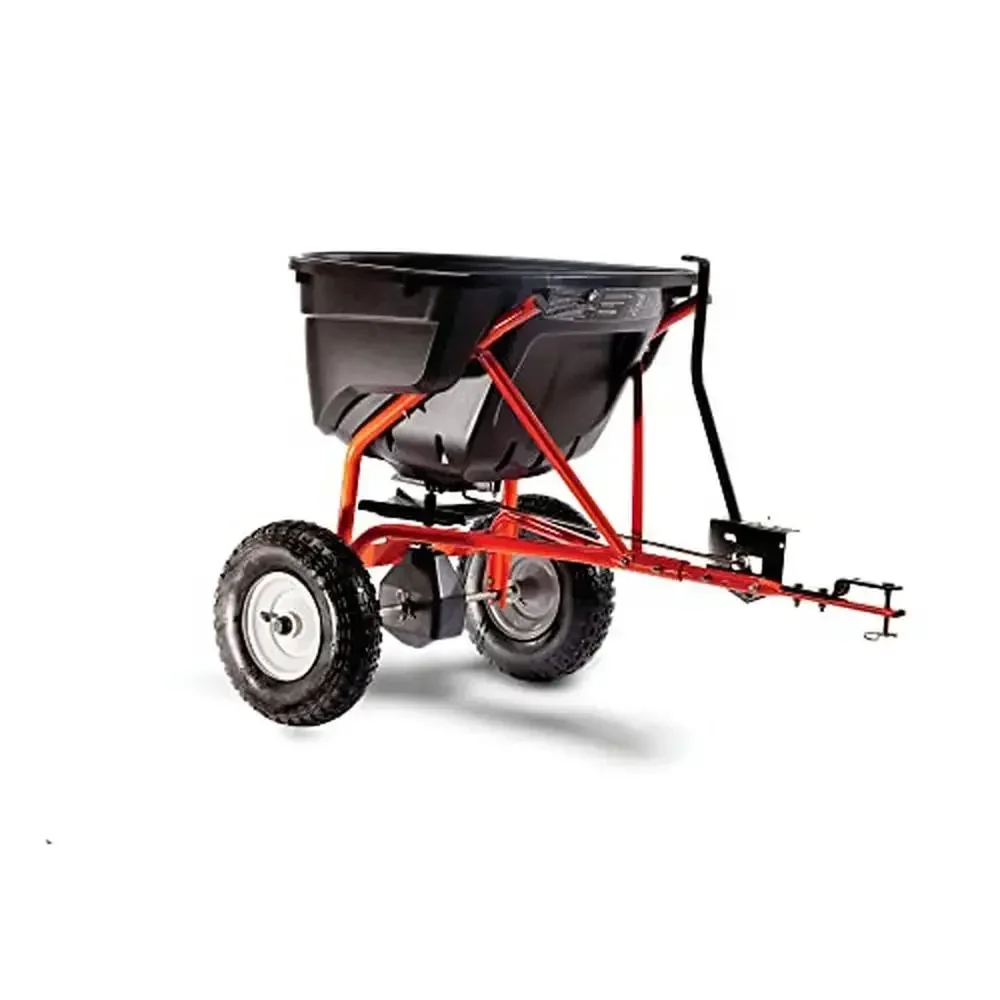 130lbs Tow Behind Broadcast Spreader 1/2 Acre Coverage 10-12ft Spread Width Easy to Use Hitch & Control 13