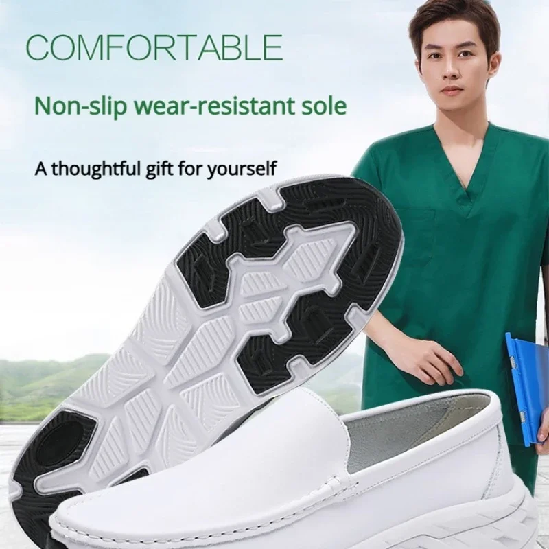 

Men Women Comfortable Soft Sole Breathable Non-slip Flat Heel Thick Sole Work Small White Single Shoe Autumn Nurse Shoes zapatos