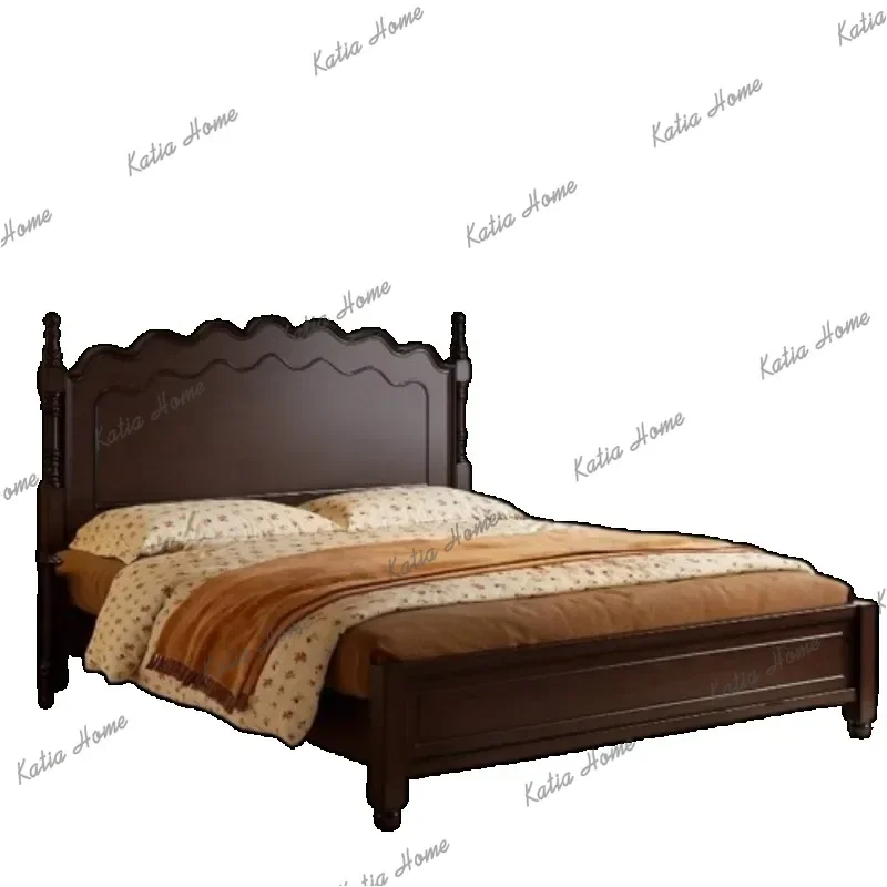 Best Sellers Designs Black Couples Bed Headboard Unique Nordic Wooden Double Bedroom Bed King Size Room Camas De Dormitorio Home