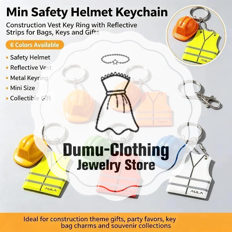 1PC Creative Vest And Safety Helmet Shaped Keychain Night Travel Reflective Warning Sign Pendant For Backpack Accessories