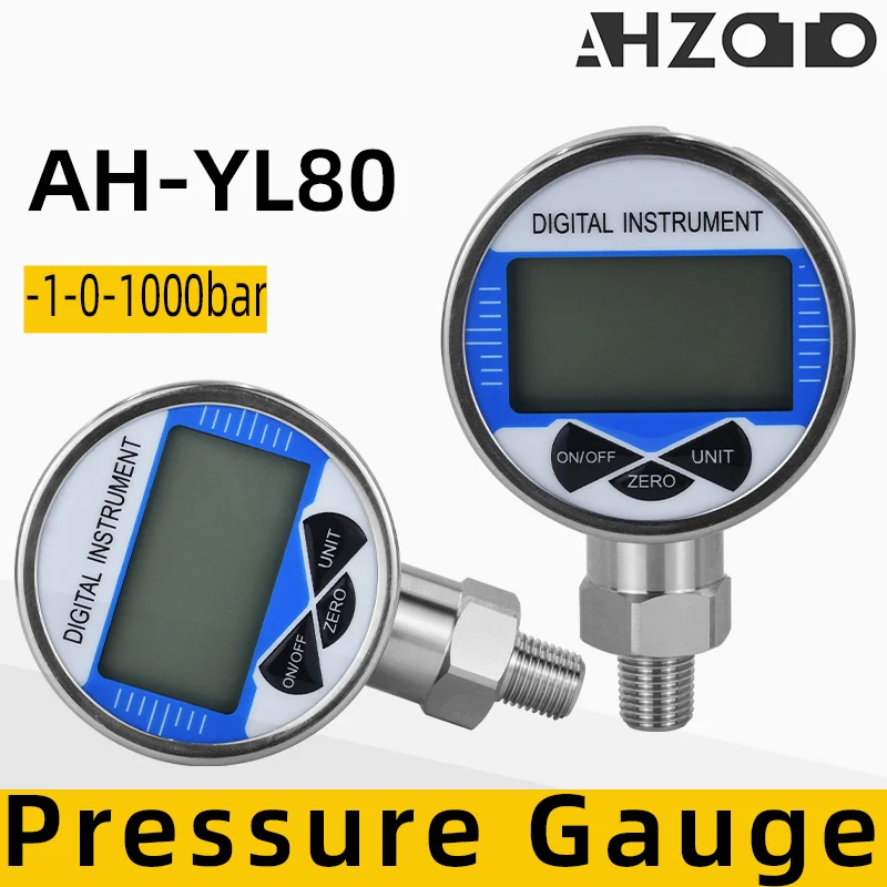 

0-60bar Pressure Gauge Digital Display Oil Gas and Water Hydraulic Stainless Steel Battery Type Digital Pressure Gauge NPT1/4