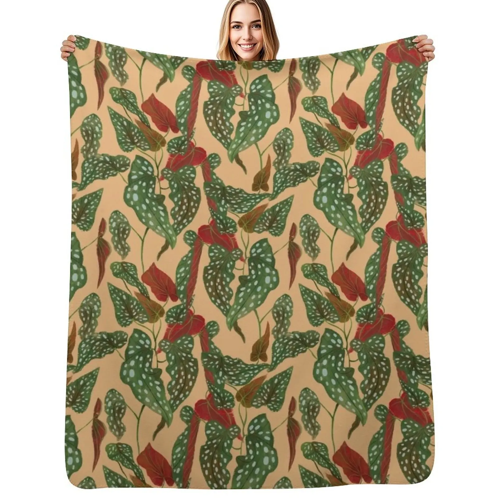 Begonia Maculata Throw Blanket Flannel Moving Thermal Camping christmas decoration Decoratives Blankets