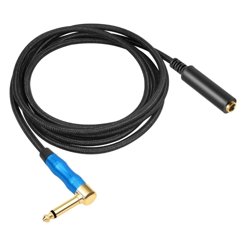 90 Degree Right Angled 1/4 TS Mono 6.35mm Male to Female extension Cable Cord TS 6.35 Male Female Extend Wire 6.35 MF Adapter