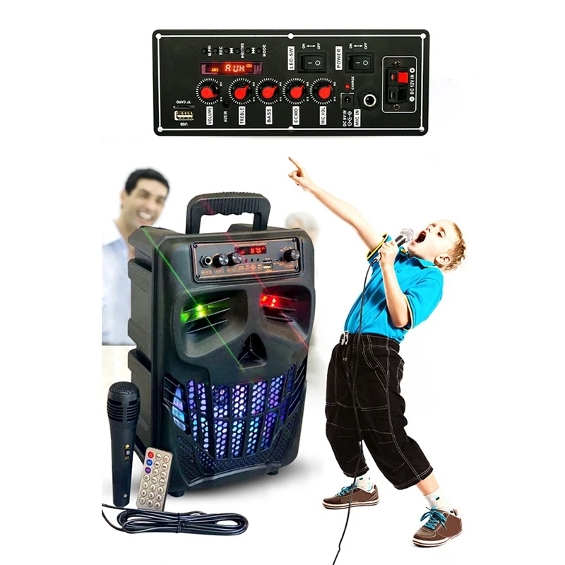 20W Bluetooth Audio Decoder Amplifier Board 7.4V MP3 Subwoofer Microphone Amp Car Music Lossless Heavy Bass Sound