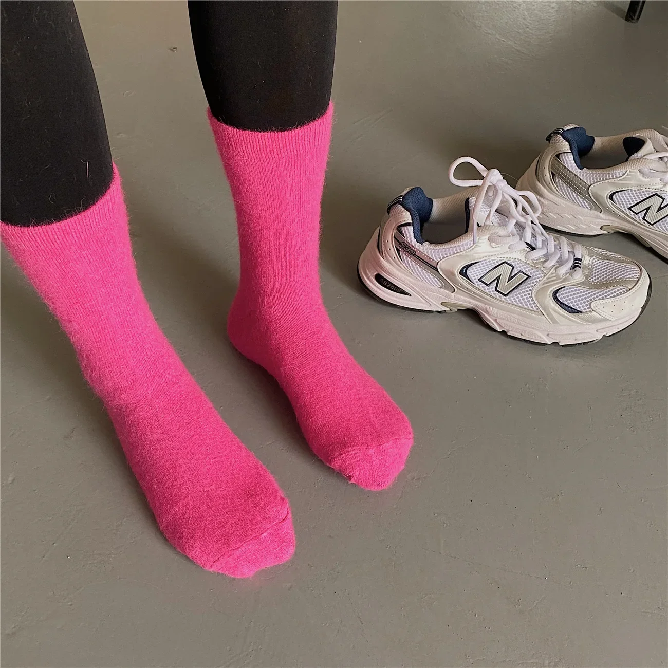 Calcetines de pelo de conejo para mujer, calcetines gruesos y cálidos para dormir, calcetines largos térmicos de Cachemira bonitos de Lolita Kawaii, regalos de Año Nuevo