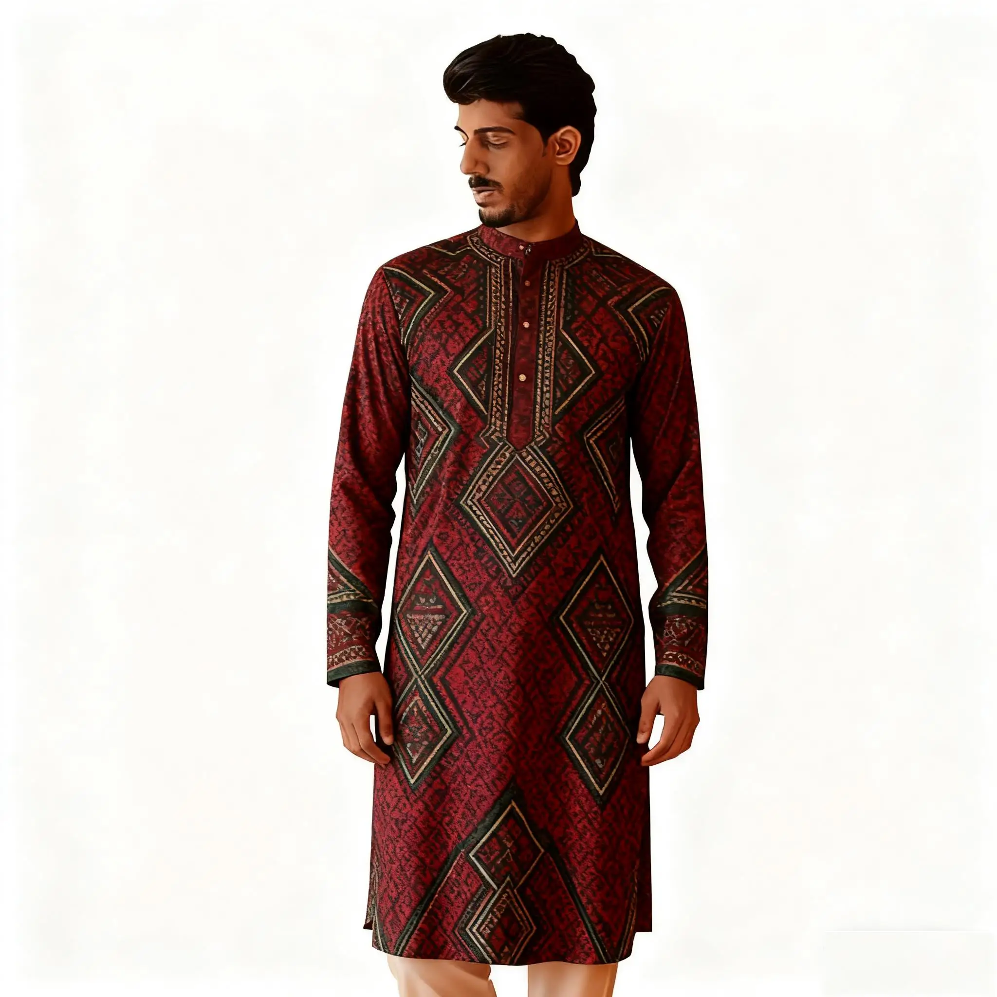 Mens Abaya Thobe Arabic Longline Muslim Henley Kaftan Banded Plain Gown Islamic Products Muslimische Kleider Herren