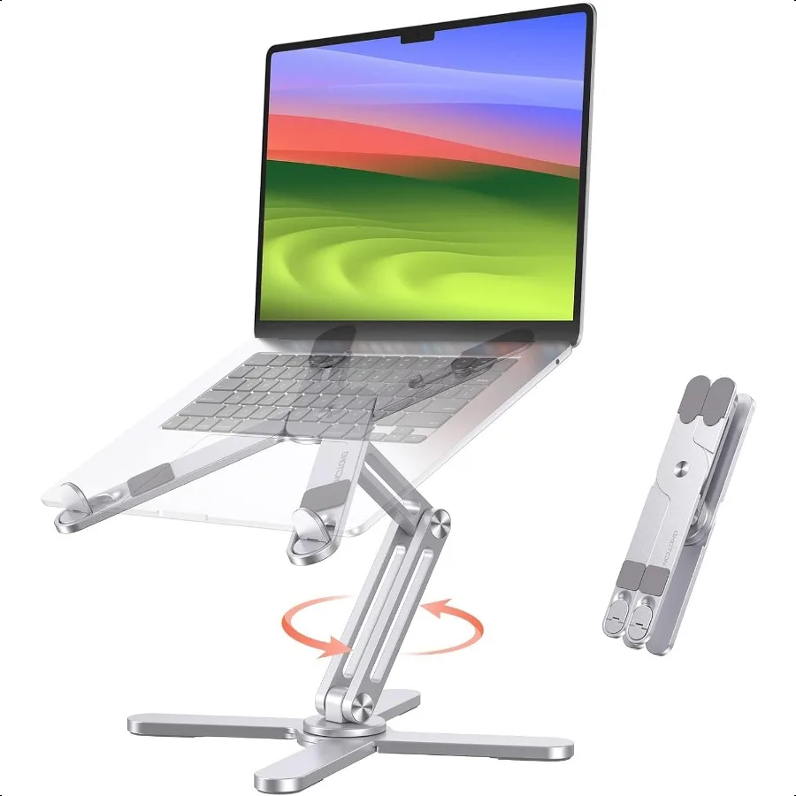360 Rotating Laptop Stand Riser for Desk Ergonomic Foldable Computer Stand Adjustable Height Angles for Collaborative Work Easy