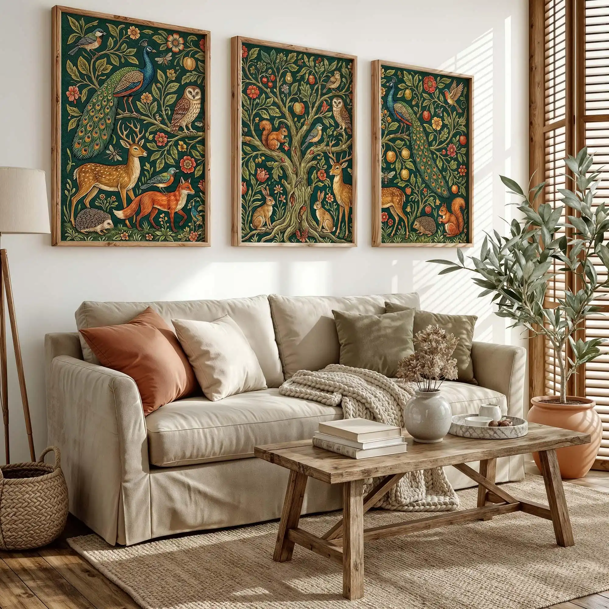 William Morris Tree of Life Print Set Vintage Botanical Animal Art Canvas Poster Prints Home Bedroom Living Room Decoration Gift
