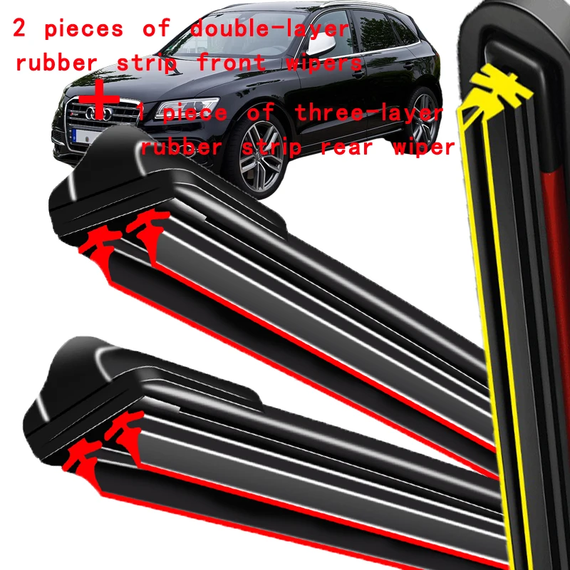 

For Audi Q5 2008-2017 2009 2010 2011 2012 2013 Wiper Front & Rear Wiper Blades Windshield Windscreen Window Brushes 24"+20"+13"
