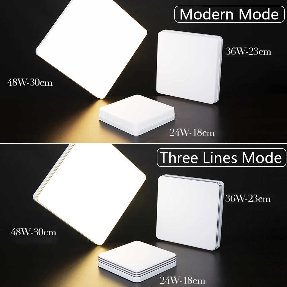 Imagem -04 - Modernas Lâmpadas de Teto Quadrado Prata 24 w 36 w 48w 110v 220v Ultra Fino Frio Quente Branco Neutro Levou Luz para Sala de Estar