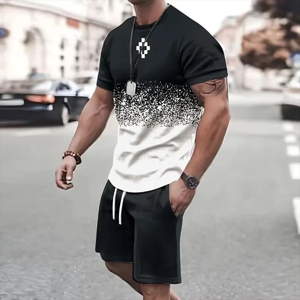 Newest summer Men Clothing 3D Print K Men T-Shirts Shorts Sets Men\'s Fashion Tracksuits Oversized Short Sleeve T Shirt Pants Set