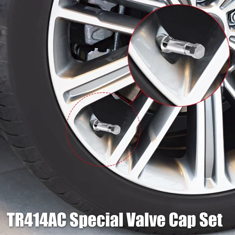 TR414AC Valve Cap Set  Chrome Car Truck Tire Wheel Tyre Valve Stem Hex Caps with Sleeve Covers Wear Parts