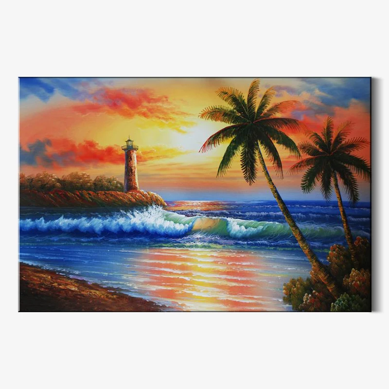 High Quality Hand Painting Rural Landscape Green Oil Paintings on Canvas Wall Art Work Decoration
