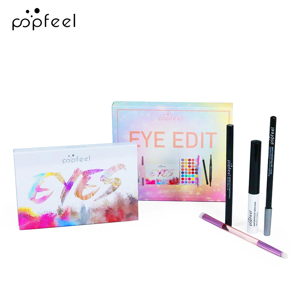 POPFEEL Set trucco Eye Edit - Palette di ombretti da 35 colori, eyeliner, mascara e pennello - Perfetto per tutte le occasioni