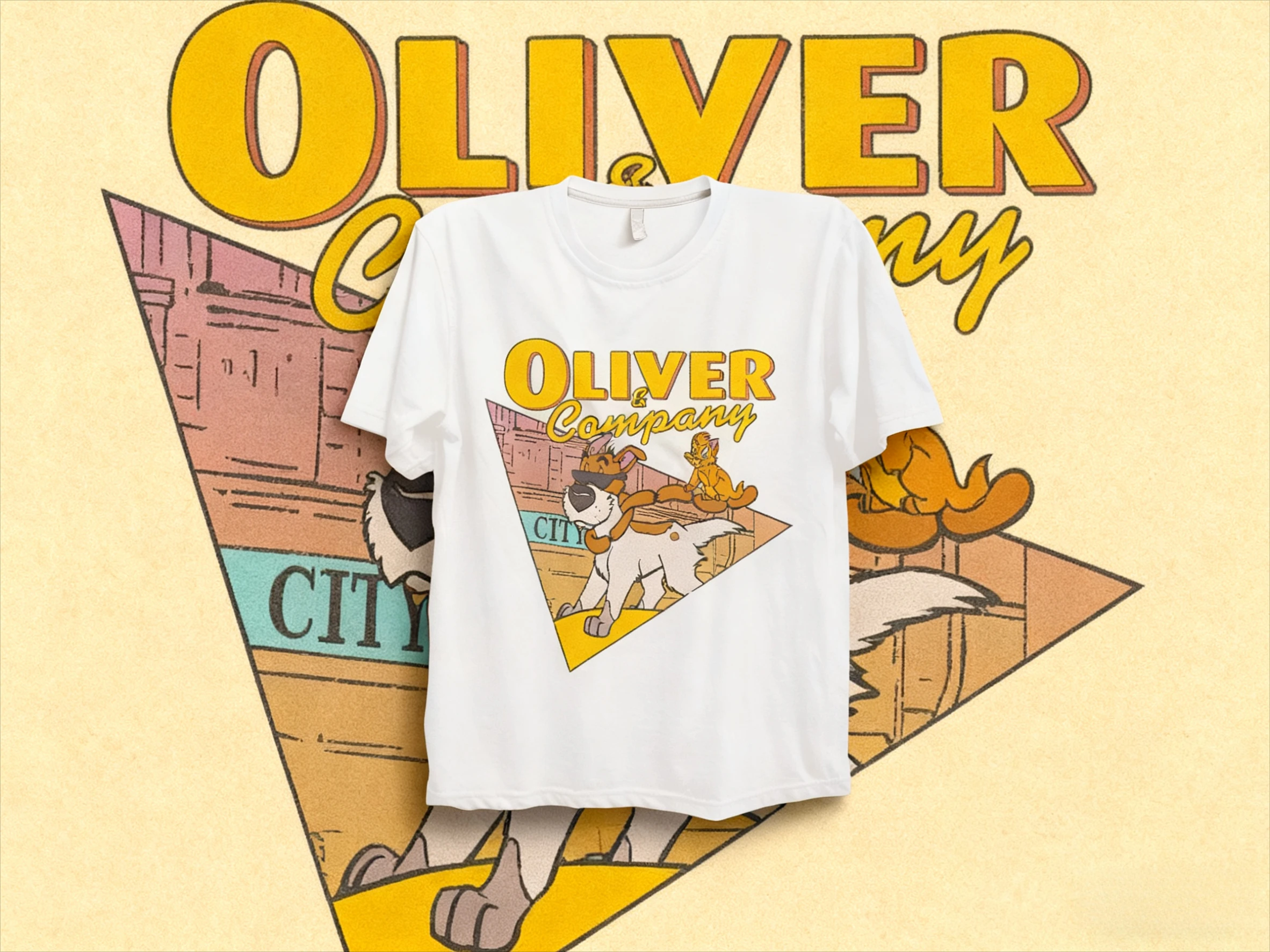 Disney Oliver & Company Camiseta de manga corta estampada para mujer, unisex, cómoda, informal y de moda de manga corta