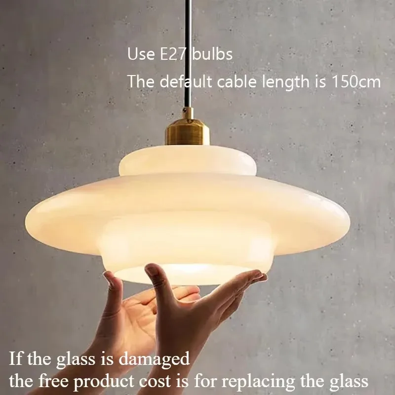 Vintage Glass Pendant Light White For Living Room Dining Room Restaurant Coffee Shop Bar Study Room Indoor Decorative Chandelier image 4