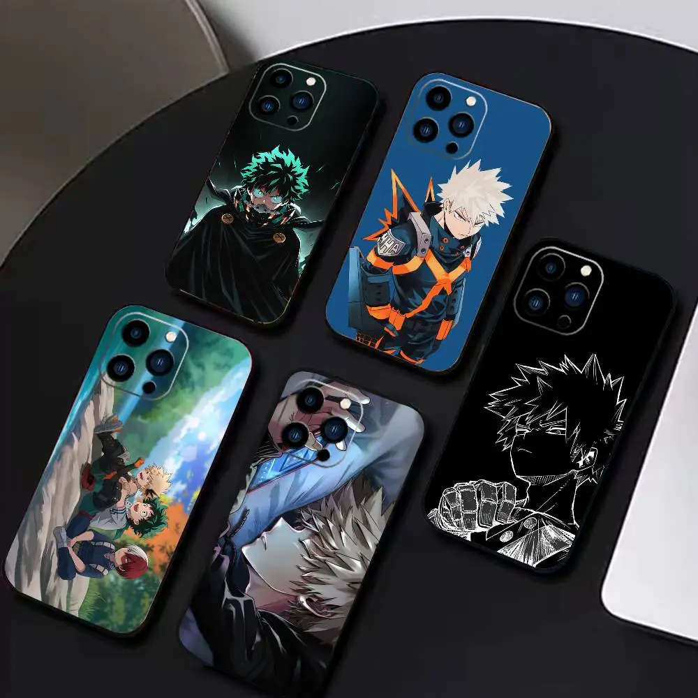 

Katsuki Bakugo E-Hero Academia Phone Case For iPhone 16,15,14,13,12,17,Pro Max,Plus Silicone Black Case
