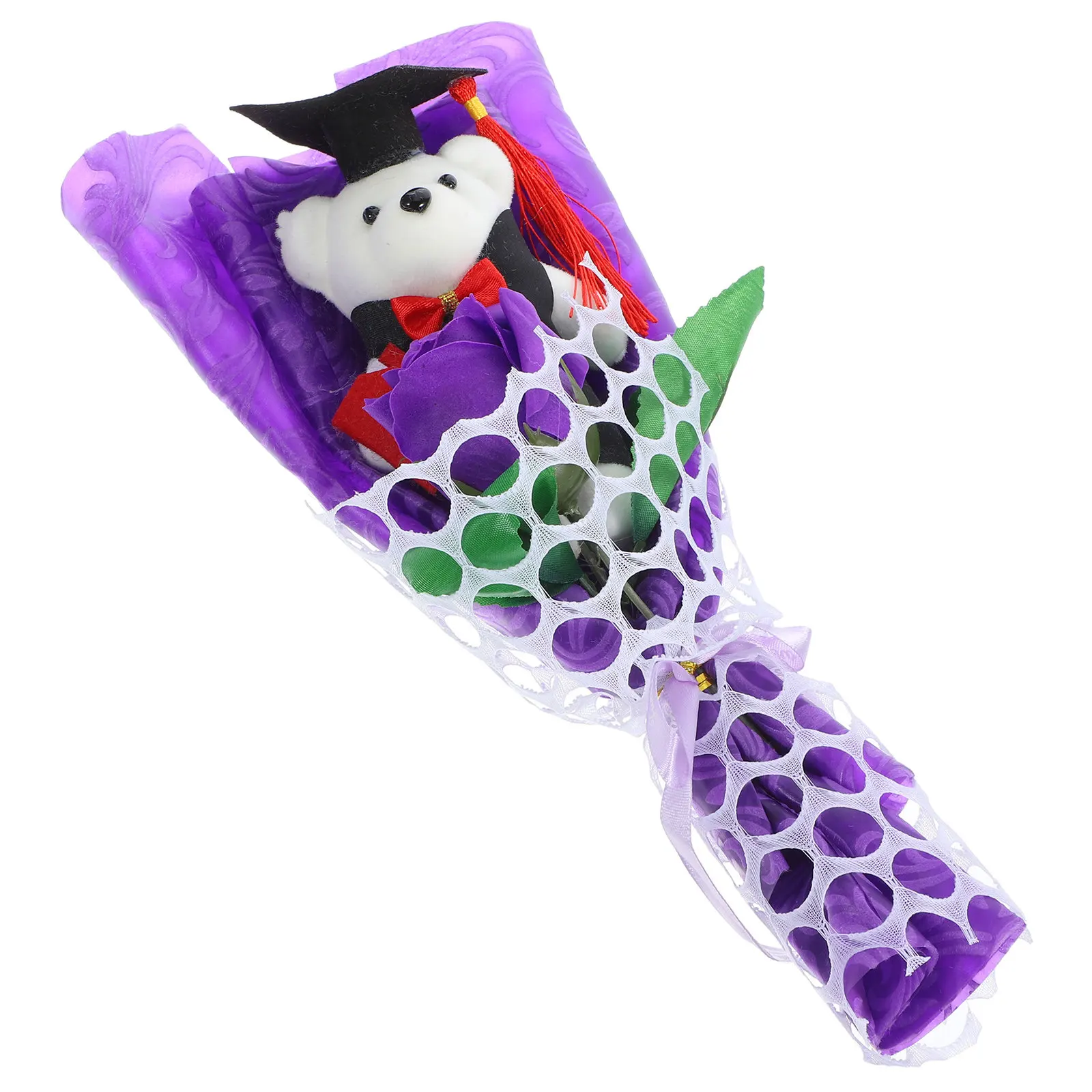 

1 Graduation Artificial Bouquet Soft Cuddly Bear Flower Arrangement for Party Favor Decoration Gift Idea Unique