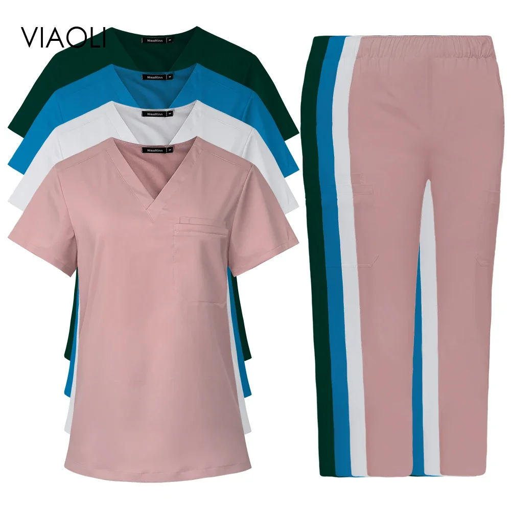 Medical Sets Women Doctor Nurse Medical Clothing Hot Sales Hospital Scrub Beauty Salon Spa Uniforms Operating Room Surgical Gown