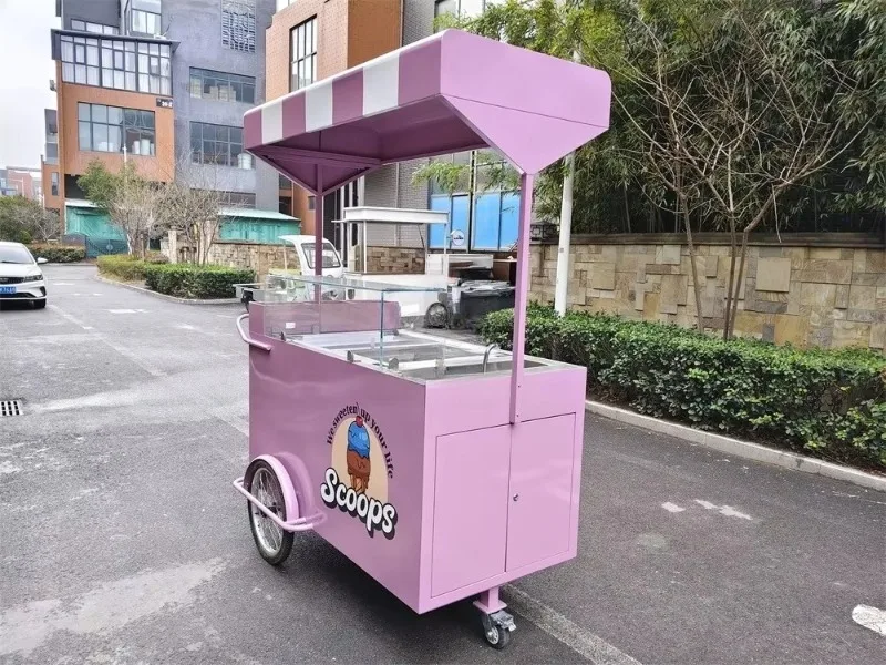 Custom Commercial Ice Cream Cart for Sale Mobile Ice Cream Complete Equipment Suitable for Street Food and Festival Celebrations