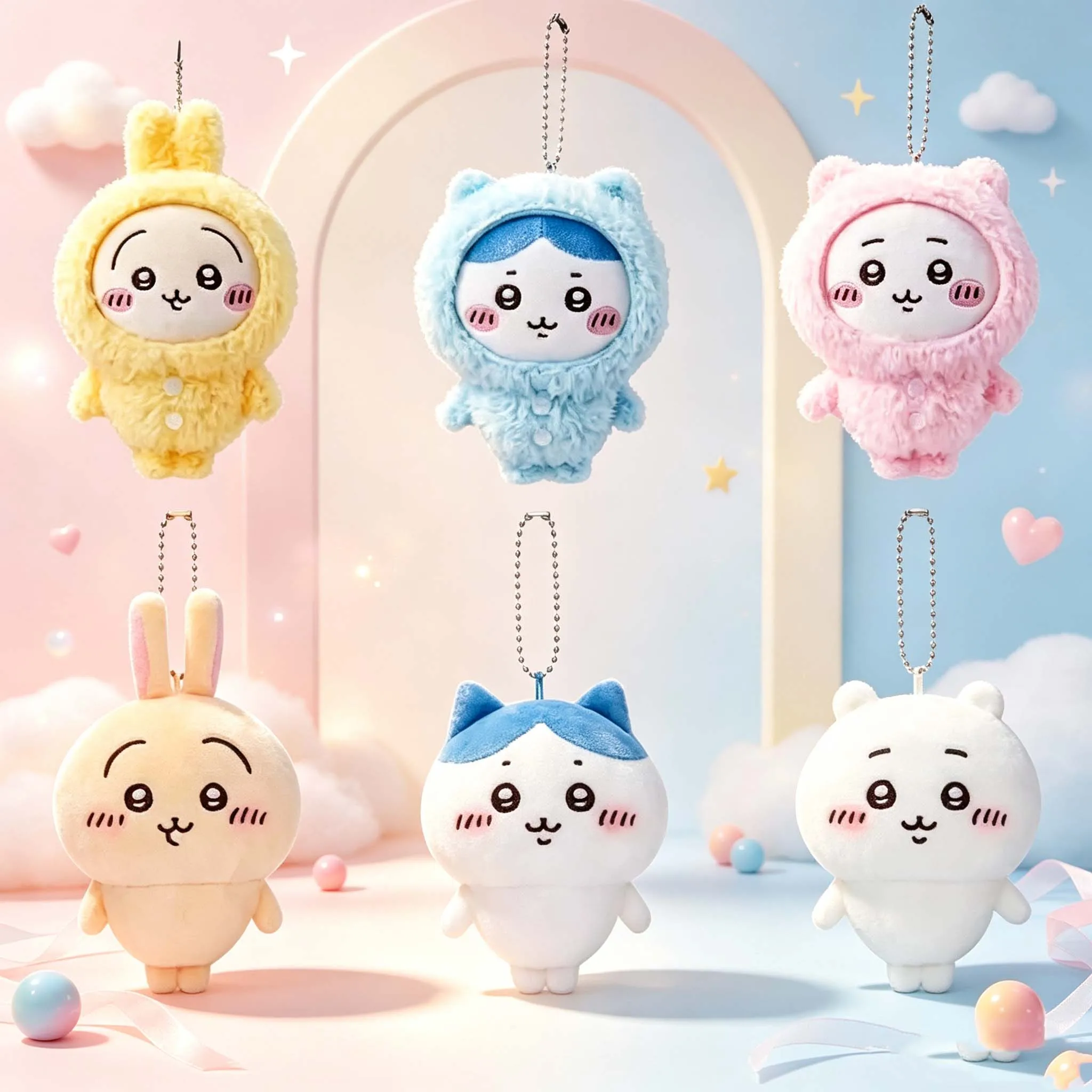 Pretty new model Chiikawa Anime 10cm Plush Doll Kawaii Usachi Keychain Hachiware Stuffed Pendent Cute Backpack Ornament Toy Gift