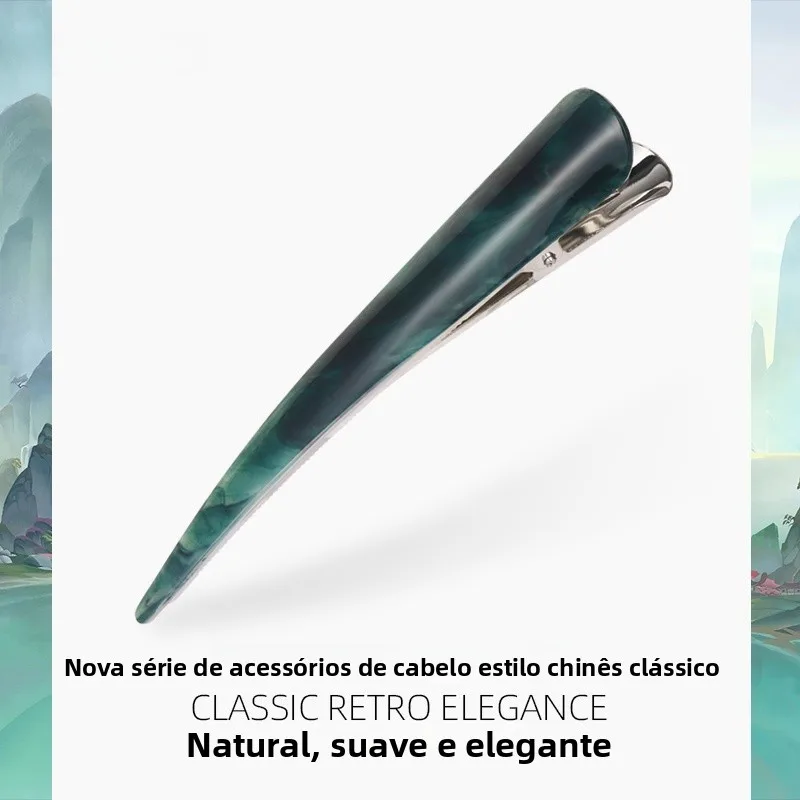 エレガントなロンググリーンシャークジョークリップ中国風ヘアアクセサリーaiqilaファッショナブルなヘアグリップアクリル素材ノンマールマッチ