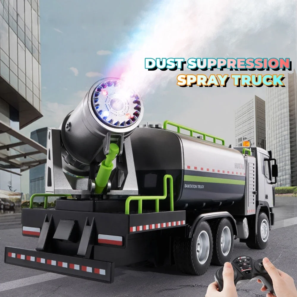 Huina 1316 Alloy RC Spray Water Truck 9CH RC Engineering Vehicle Sanitated Dust Suppression Cleaning Sprinkler Truck For Adult
