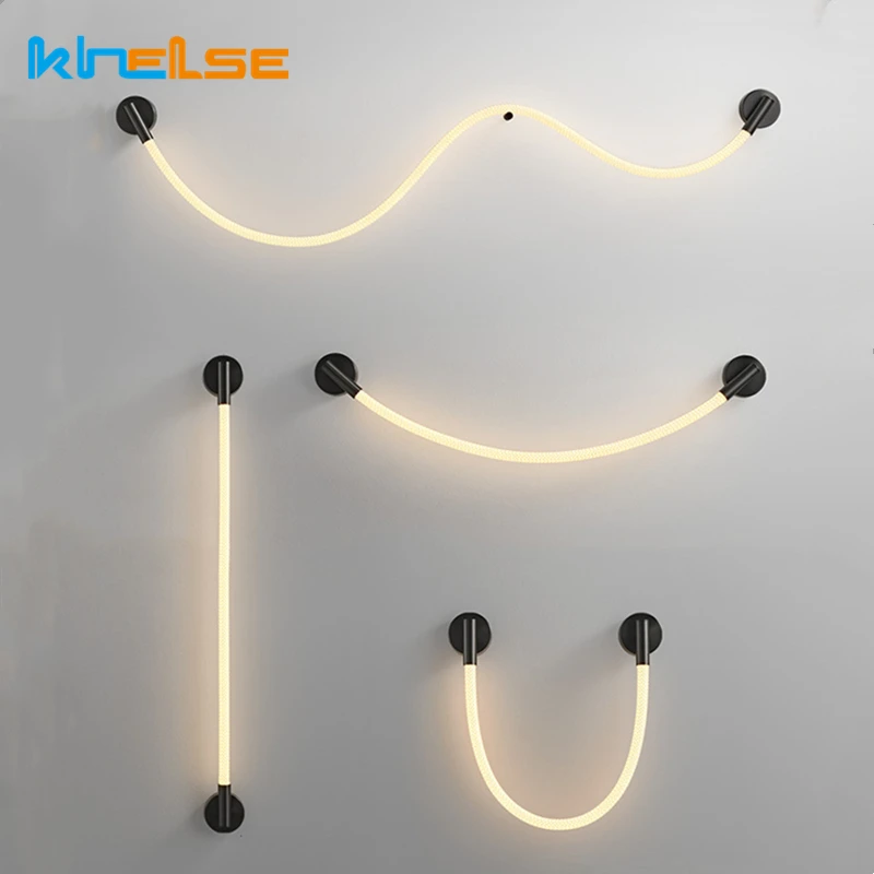 Minimalist Silicone Linear Light Luxury Living Room Flexible Art Line LED Wall Lamp Sofa Background Bedside Decor Lighting