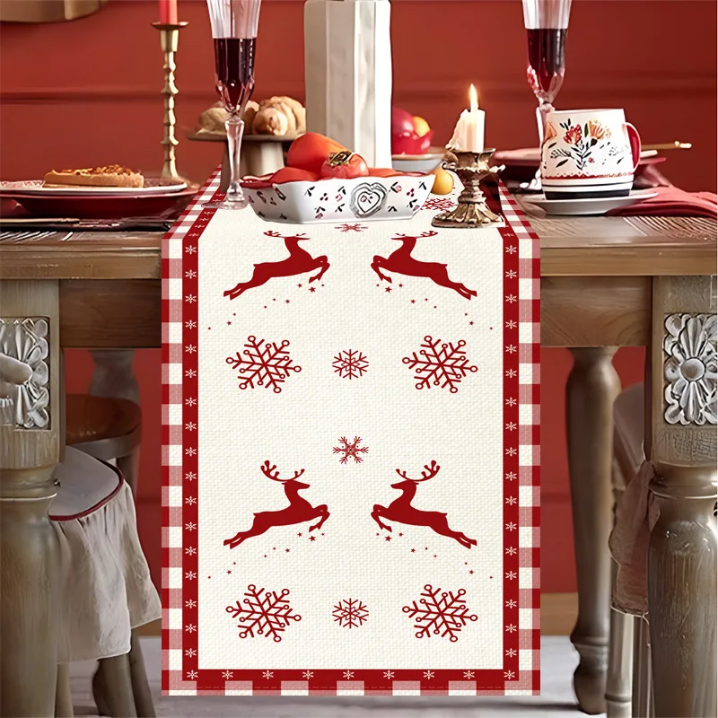 

New Cross-Border Christmas Linen Snowman Print Tablecloth Cover Western Restaurant Decoration