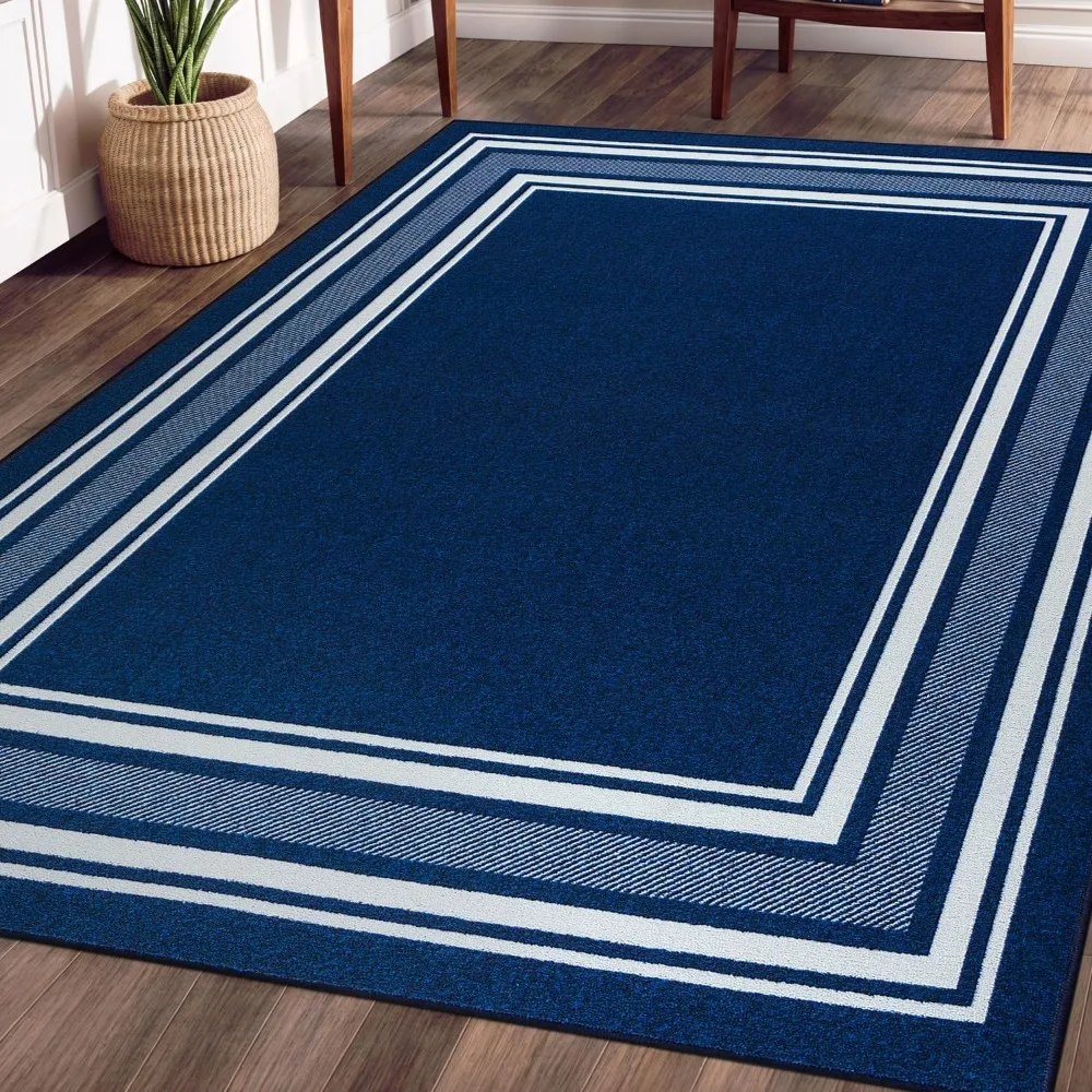 Beverly Rug Non Slip Area Rugs 5x7 Modern Bordered Non Skid Rubber Backing Soft Area Rug for Living Dining Room Easy to Clean No