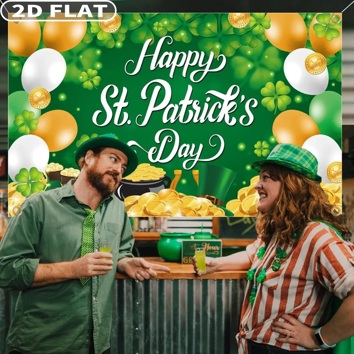 2D FLAT 1pc St. Patrick's Day Decors Happy St Patricks Day Backdrops - 110x180cm St. Patricks' Day Decor for Irish-Themed Party