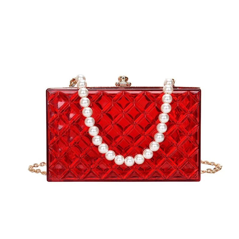 Colorful Transparent Pvc Shoulder Bag for Woman 2023 Luxury Designer Handbag and Purse Pearl Crossbody Bag Summer Ladies Box Bag