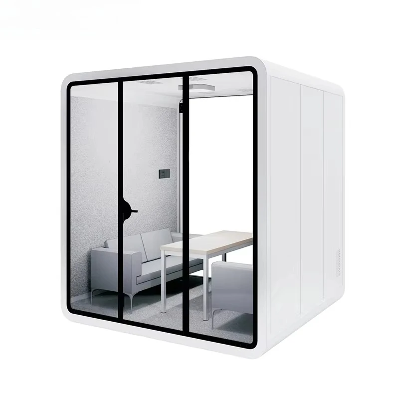 Functional Modern Acoustic Office Pod External Soundproof Prefabricated Booth Private Home Office With Storage Design