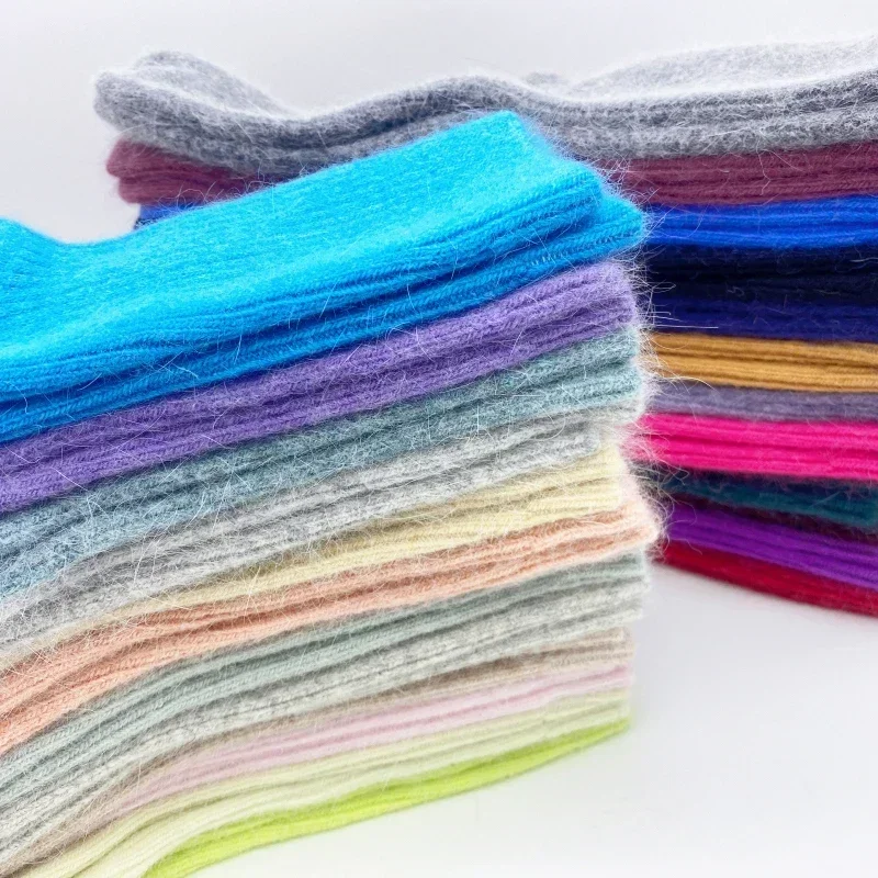 Шерстяные носки, женские зимние теплые женские носки, супер плотные однотонные овечьи шерстяные носки против холодного снега, мягкие 1 пара