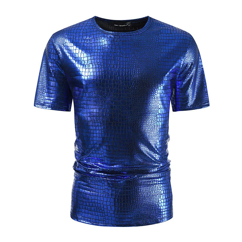 Summer New Men's Dress Shirt Sequined Button-Up Shirt Disco Party Outfit