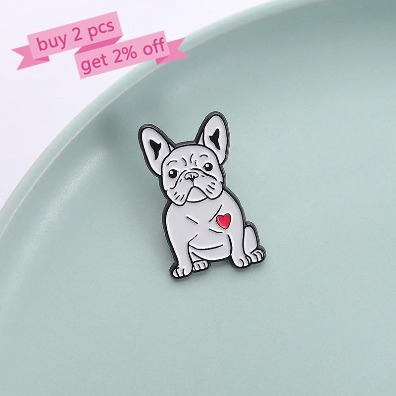 Cute French Bulldog Enamel Pins Custom Dog Lovers Brooches Lapel Badges Clothes Animal Jewelry Gift for Kids Friends