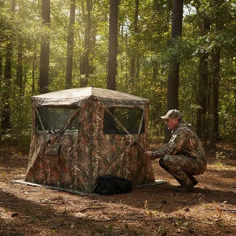 2-3 Personen – Pop-Up-Jagdzelt – Tragbares Bodenzelt – mit Tragetasche und Aufbewahrungstaschen – Ideal für Garten, Rasen, Picknick, Strand, Party – Kompaktes Outdoor-Zelt