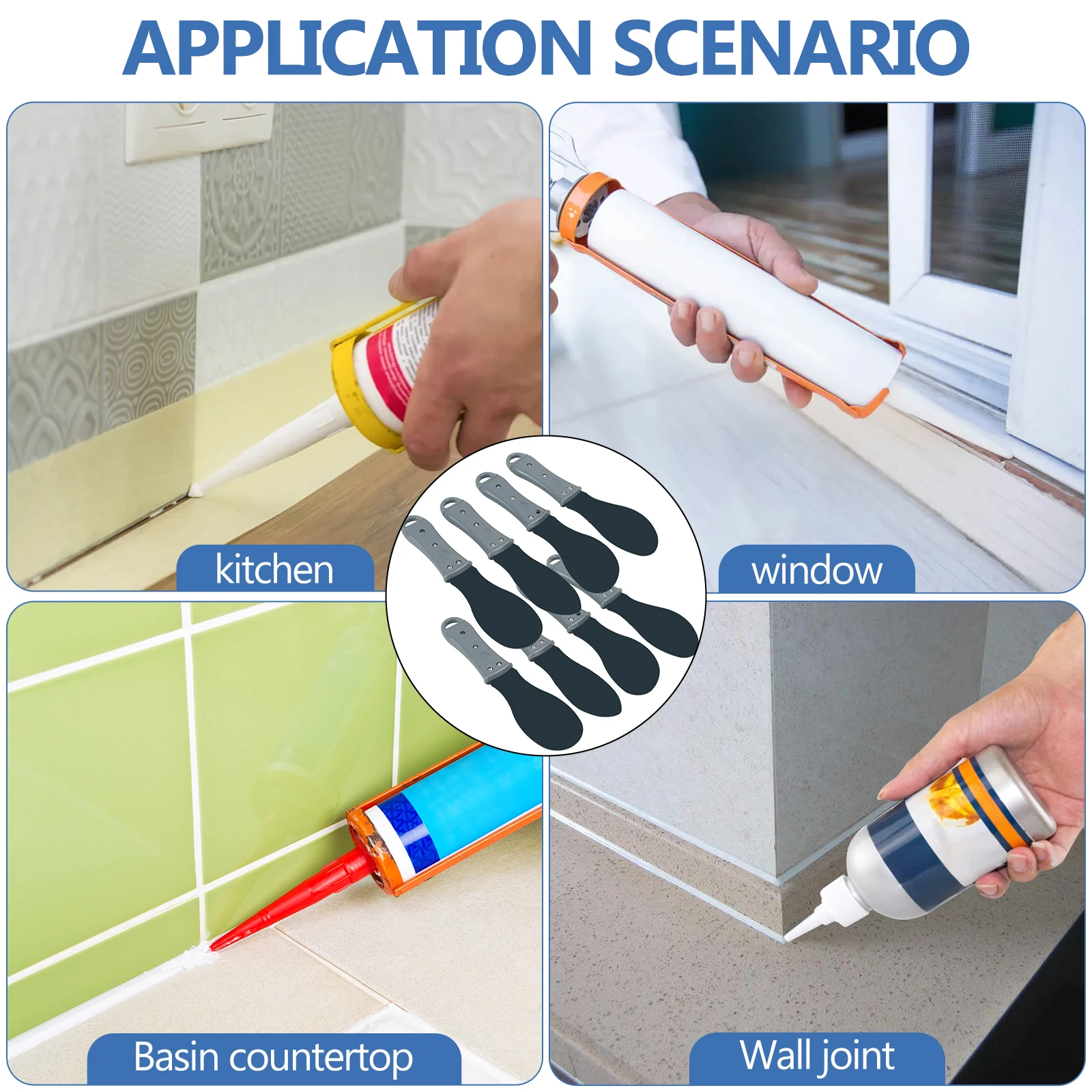 8Pcs Caulking Spatula Tool Metal Caulking Applicator Spatula Caulk Finishing Hand Tool Reusable Grout Sealant Smoothing Tool