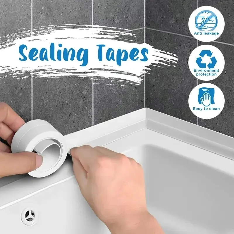 

Waterproof PVC Self-Adhesive Sealing Tape, Super Strong Stickiness White Caulking Strip for Bathroom,Kitchen Sink,Bathtub&Shower